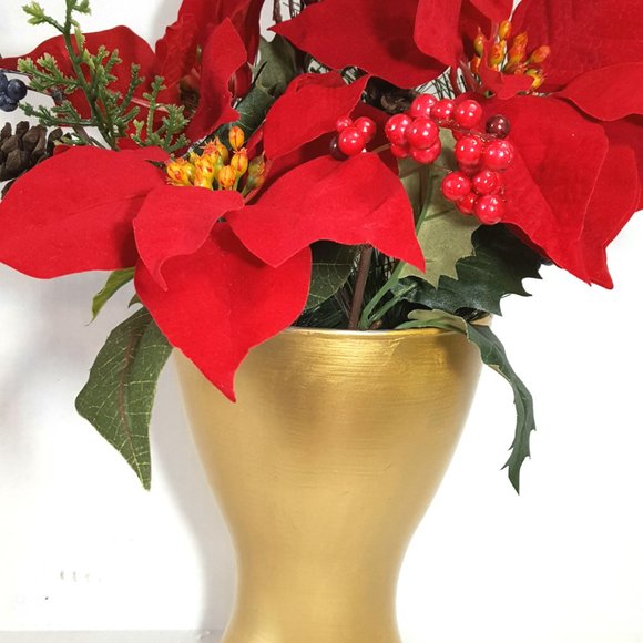 NEW Painted gold and silver vase, 7.5 inches tall, Christmas and Fall decor - Picture 3 of 4
